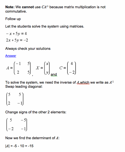 How To Solve A System Of Equations With Inverse Matrices Tessshebaylo